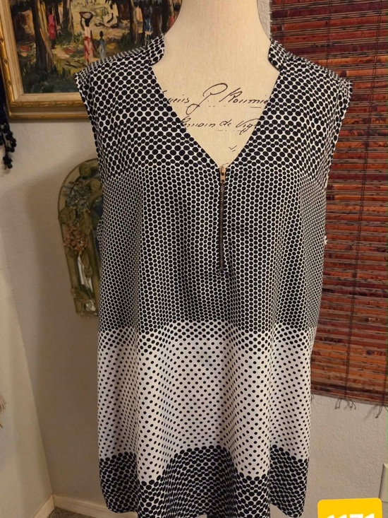 Perseption Tops - Perseption Black & White Polka Dot Shift Dress